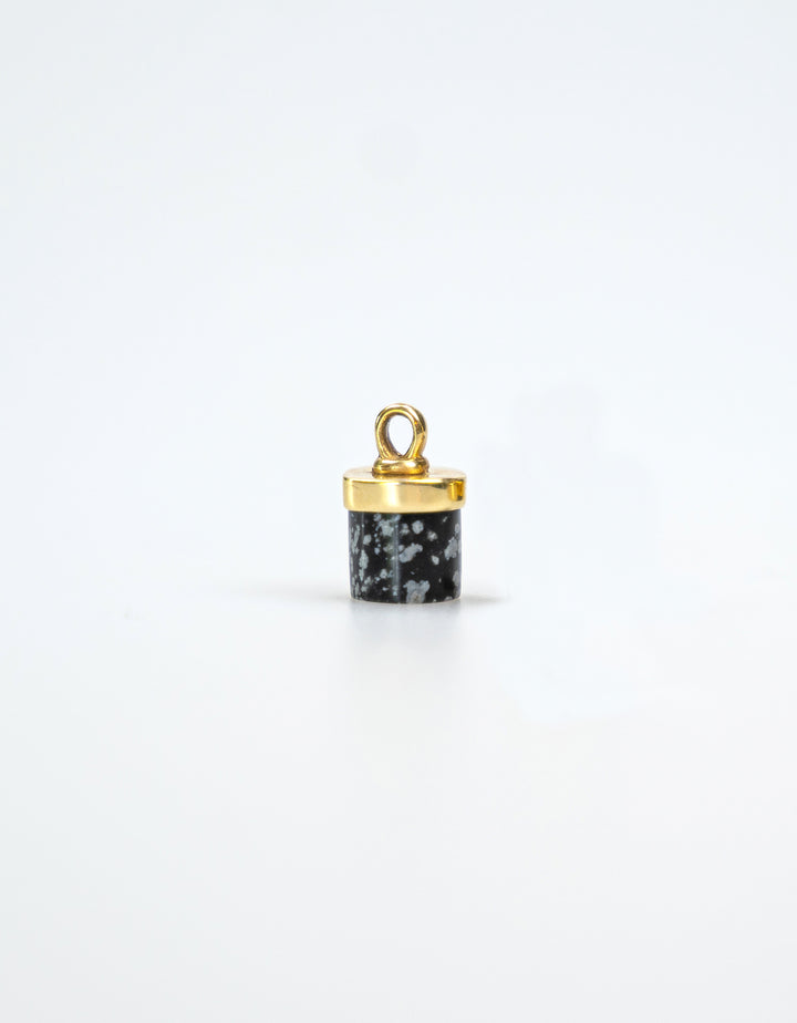 Schneeflocken Obsidian Charm (Gold / Silber)